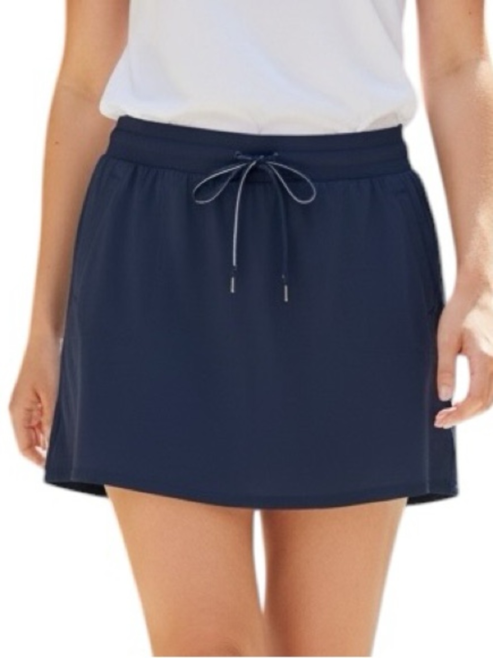 Talbots Navy Blue Drawstring Skort with A-Line Silhouette Size Large